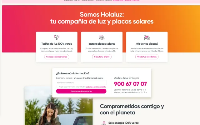Web de Holaluz screenshot